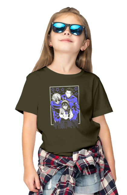 Children's t-shirt with prints Jujutsu Kaisen Gojo and Geto. Anime, dark fantasy, geto, gojo, jujutsu kaisen, magic battle, manga, mystic, suguru geto. 2070702