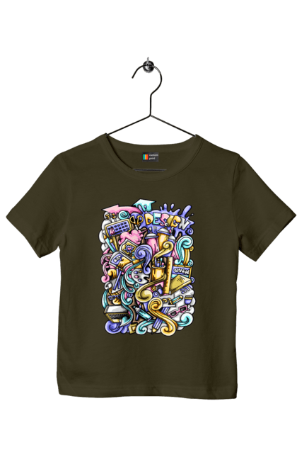 Футболка дитяча з принтом "Школа навчання". Зошит, калькулятор, канцелярія, навчання, олівець, ручка, школа. 2070702