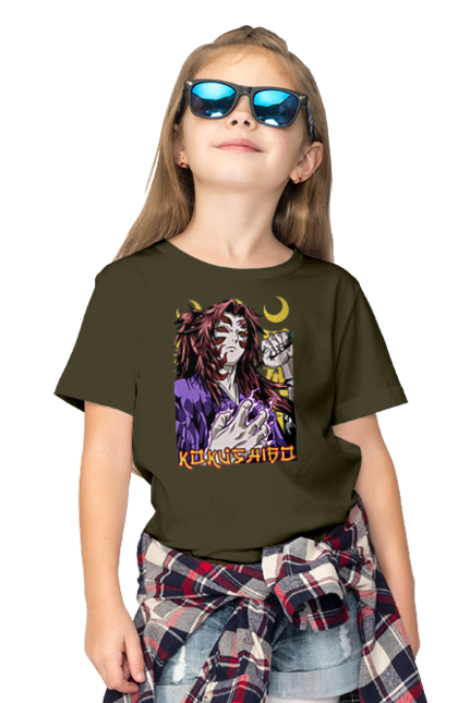 Children's t-shirt with prints Demon Slayer Kokushibo. Anime, demon slayer, eternal paradise faith, kimetsu no yaiba, kokushibo, manga, nezuko, twelve kizuki, upper rank six. 2070702