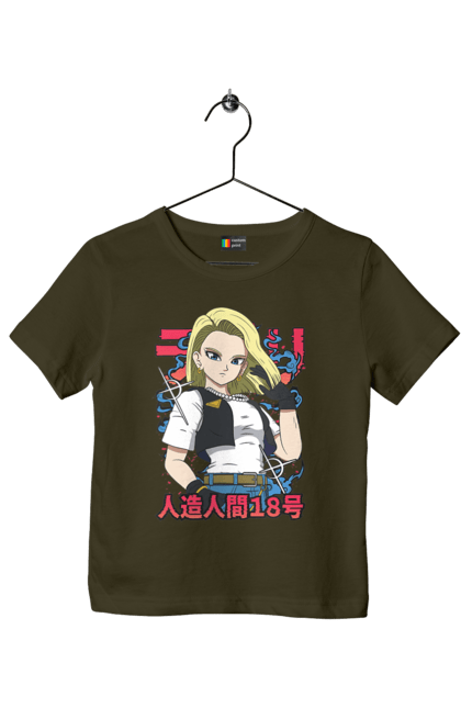 Футболка дитяча з принтом "Андроїд 18". Android 18, dragon ball, андроїд 18, аніме, вбивця, кіборг, манга, перли дракона, серіал. 2070702