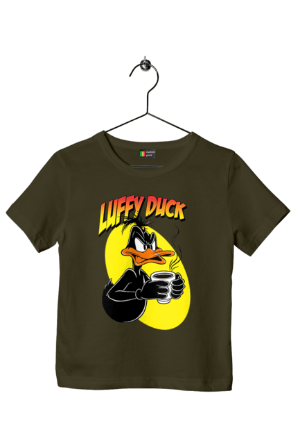 Children's t-shirt with prints Daffy Duck. Cartoon, character, daffy duck, duck, looney tunes, merrie melodies, warner brothers. 2070702