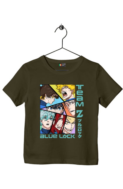 Children's t-shirt with prints Blue Lock. Anime, blue lock, blue prison, manga, sport, sports anime. 2070702