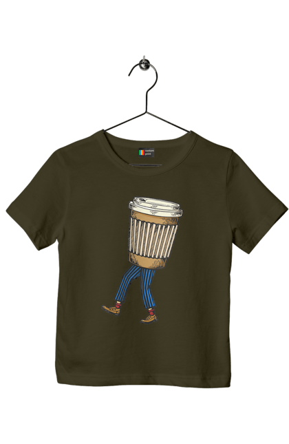 Children's t-shirt with prints Coffee Man. Coffee, coffee lover. 2070702