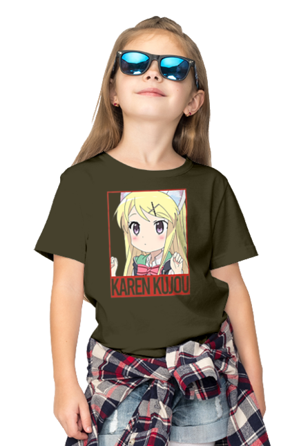 Children's t-shirt with prints Kiniro Mosaic Karen Kujo. Anime, gold mosaic, karen, karen kujo, kiniro mosaic, kinmoza, manga. 2070702