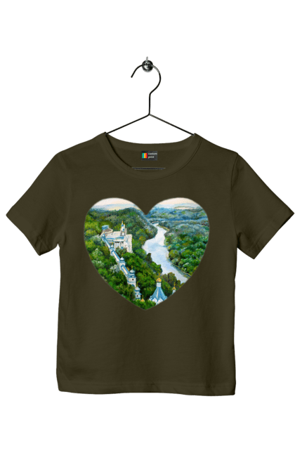 Children's t-shirt with prints Святогорская лавра. Church, donetsk region, forest, landscape, monastery, river, svyatogorsk, ukraine. 2070702