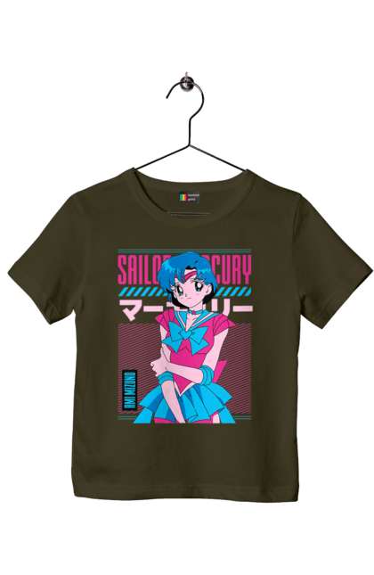 Children's t-shirt with prints Sailor Moon Mercury. Ami mizuno, anime, drama, magical girl, sailor mercury, sailor moon, tv series. 2070702