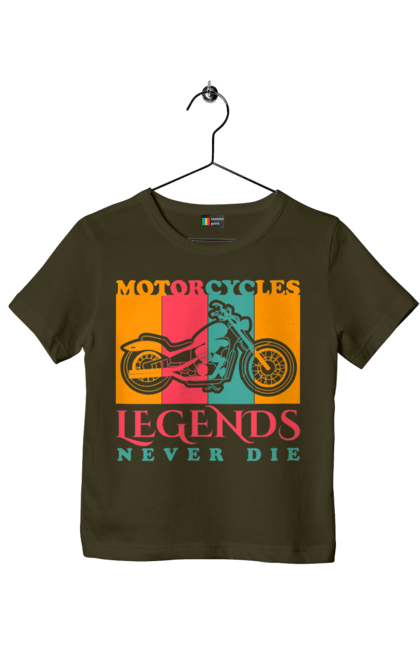 Футболка дитяча з принтом "мотоцикл легенда". Легенда, мотоспорт, мотоцикл. 2070702