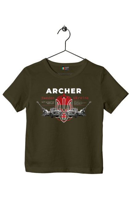 Футболка детская с принтом Archer. Archer, bayraktar, caesar, himars, javelin, nlaw, patriot, weapon, zaluzhny. 2070702