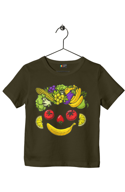 Футболка дитяча з принтом "Зсж Посмішка". Зож, овоч, посмішка, фрукт. 2070702