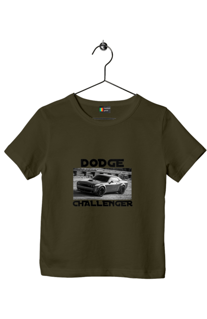 Children's t-shirt with prints Dodge challenger. An american legend, auto, car, classic car, cult car, dodge challenger, powerful car, zhmasl kar. 2070702