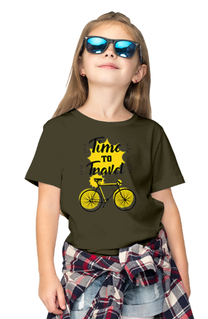Children's t-shirt with prints Travel Time, Bicycle. Bicycle, time, travel. 2070702
