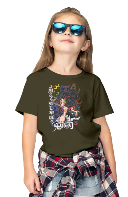 Children's t-shirt with prints Demon Slayer Kokushibo. Anime, demon slayer, eternal paradise faith, kimetsu no yaiba, kokushibo, manga, nezuko, twelve kizuki, upper rank six. 2070702