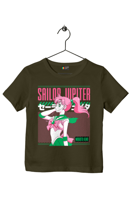 Children's t-shirt with prints Sailor Moon Sailor Jupiter. Anime, drama, magical girl, makoto kino, sailor jupiter, sailor moon, tv series. 2070702