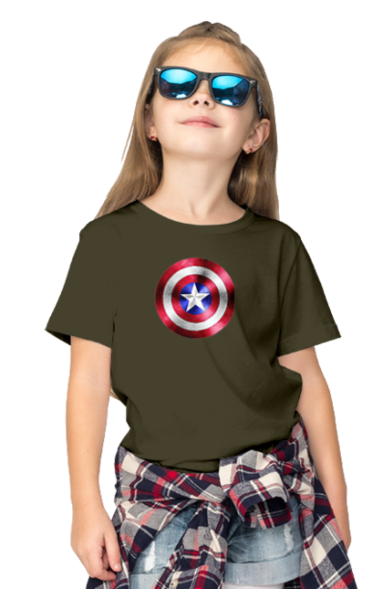 Children's t-shirt with prints Shield. Captain america, cartoons, comics, iron man, marvel, superheroes. 2070702