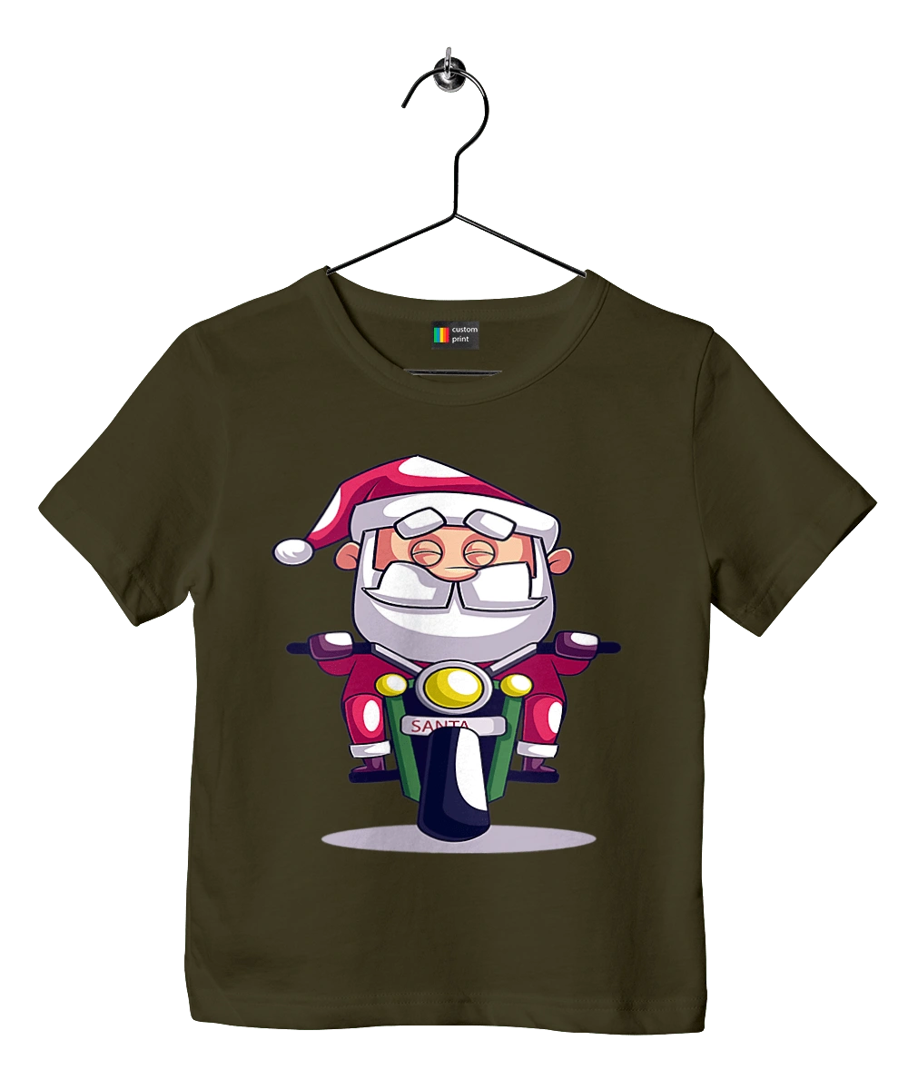 Happy Santa on a motorcycle