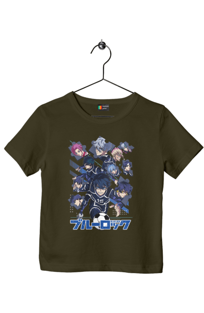 Children's t-shirt with prints Blue Lock. Anime, blue lock, blue prison, manga, sport, sports anime. 2070702