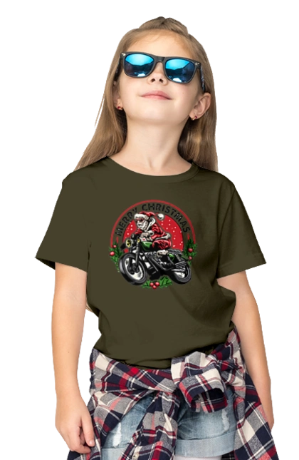 Merry Christmas, Santa Claus on a motorcycle