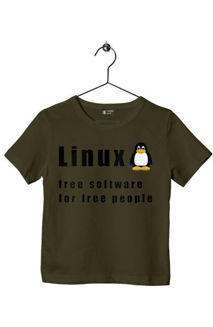 Футболка дитяча з принтом "Linux Вільний Для Вільних". Linux, адміністратор, айті, айтішник, безкоштовна, безкоштовно, вільна, доступність, незалежність, операційна система, ос, пінгвін, програміст, програмне забезпечення, свобода, сервер, сисадмін, система, системний адміністратор, софт, текст, чорний. 2070702