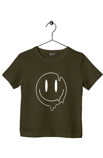 Футболка дитяча з принтом "Літній Смайлик". Весела пика, веселий смайлик, жарко, комп`ютерна посмішка, людина з посмішкою, пика, поплив, посмішка, смайл гарного настрою, смайлик, спітнілий смайлик, тече, усміхнене пика, усміхнений чоловічок, чоловічок з посмішкою. 2070702