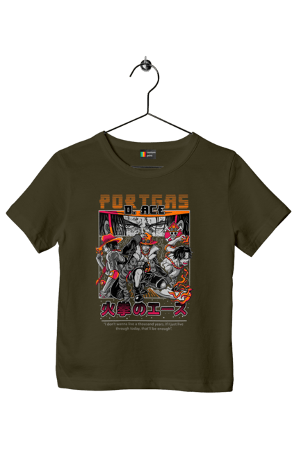 Children's t-shirt with prints One Piece Portgas D. Ace. Anime, fire fist, gol d. ace, manga, one piece, portgas d. ace, straw hat pirates. 2070702