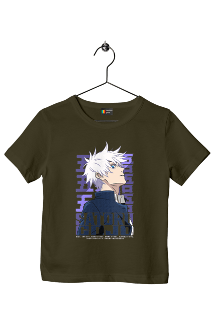 Children's t-shirt with prints Jujutsu Kaisen Gojo. Anime, dark fantasy, gojo, jujutsu kaisen, magic battle, manga, mystic. 2070702