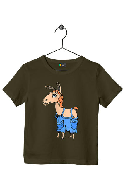 Children's t-shirt with prints Llama Jumpsuit. Lama, overalls. 2070702