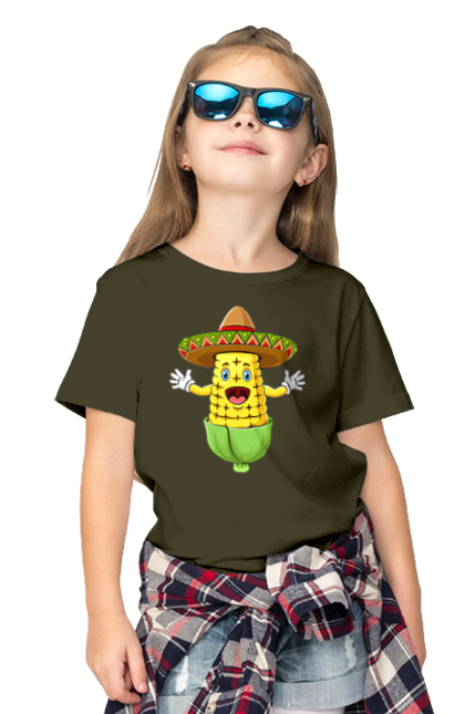 Children's t-shirt with prints Sombrero Corn. Corn, food, sombrero. 2070702