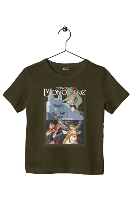 Children's t-shirt with prints Princess Mononoke. Adventure, anime, fantasy, ghibli, hayao miyazaki, princess mononoke, studio ghibli. 2070702