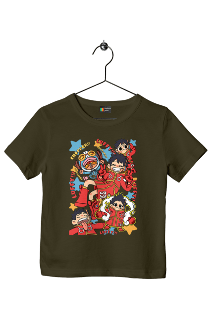 Children's t-shirt with prints One Piece Luffy. Anime, luffy, manga, monkey de luffy, one piece, pirates. 2070702