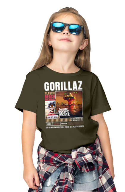 Children's t-shirt with prints Gorillaz. Electronics, gorillaz, group, hip-hop, music, rock. 2070702