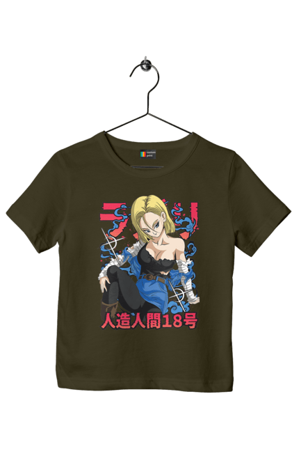 Футболка детская с принтом Андроид 18. Android 18, dragon ball, андроид 18, аниме, жемчуг дракона, киборг, манга, сериал, убийца. 2070702