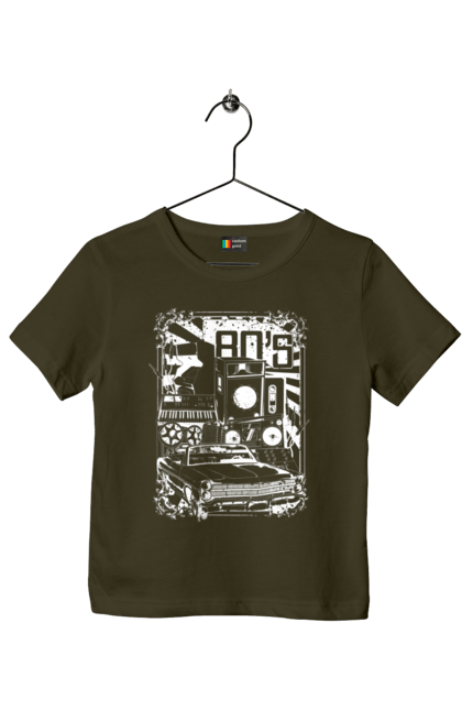 Футболка дитяча з принтом "80 Е, Машина І Музика". 80, 80ті, машина, музика. 2070702