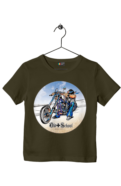 Футболка детская с принтом Old school. Авто мото, испольнители, мотоцикл, музыкальная группа, рок группа, старая закалка. 2070702