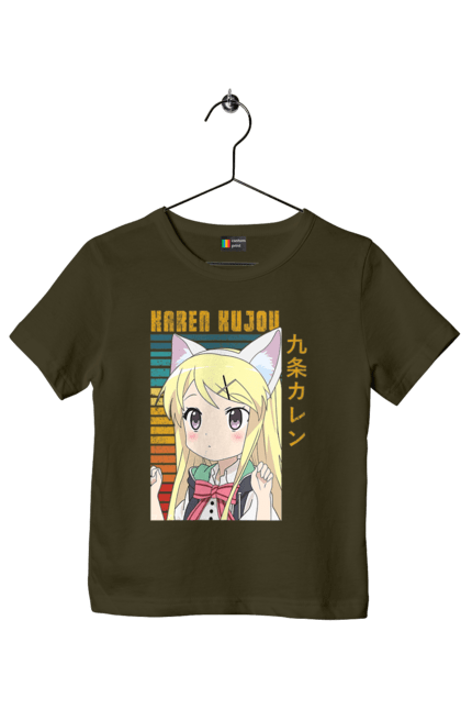 Children's t-shirt with prints Kiniro Mosaic Karen Kujo. Anime, gold mosaic, karen, karen kujo, kiniro mosaic, kinmoza, manga. 2070702