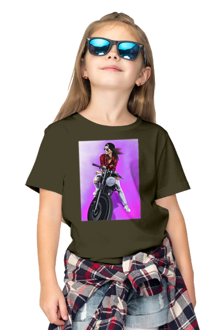 Футболка дитяча з принтом "Дівчина Байкер". Байк, байкер, гонка, дівчина, мото, мотор, мотоцикл, поїздка, стиль, стиль життя. 2070702