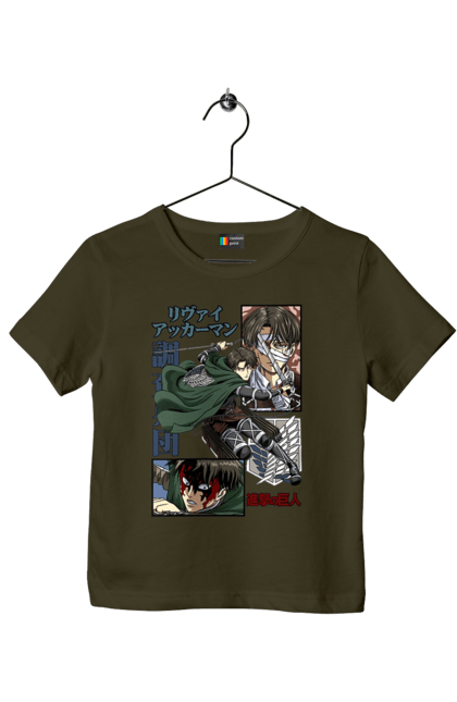 Children's t-shirt with prints Attack on Titan Levi. Ackerman, anime, attack on titan, levi, manga, shingeki no kyojin, survey corps. 2070702