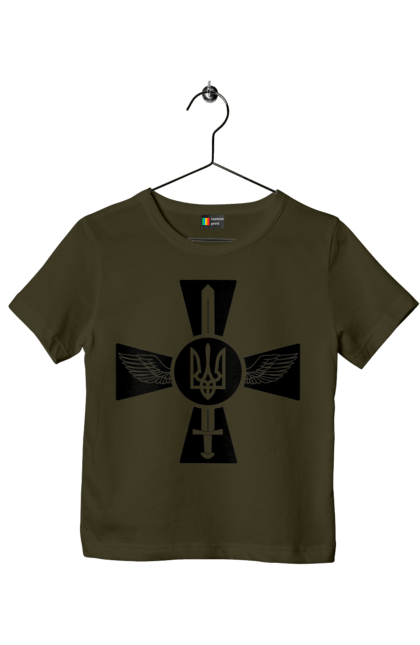 Футболка дитяча з принтом "Україна герб". Герб, крила, меч, україна. 2070702