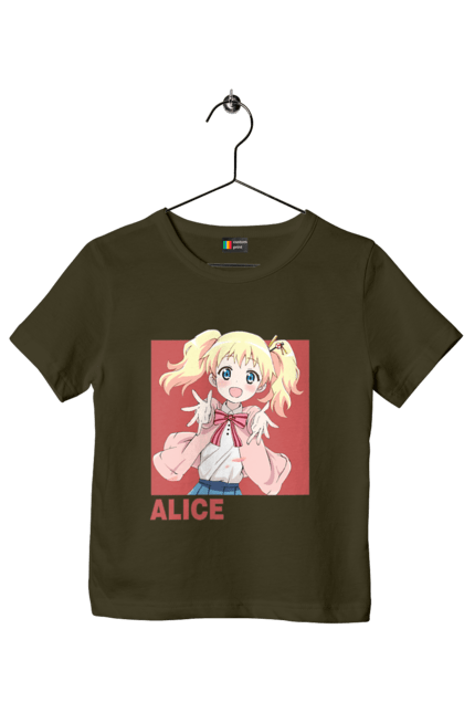 Children's t-shirt with prints Kiniro Mosaic Alice Cartelet. Alice, alice cartelet, anime, gold mosaic, kiniro mosaic, kinmoza, manga. 2070702