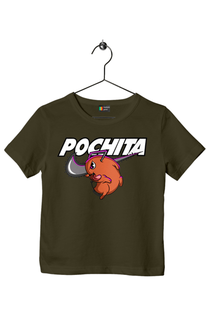 Children's t-shirt with prints Chainsaw Man Pochita. Anime, chainsaw man, demon, manga, pochita, shonen. 2070702