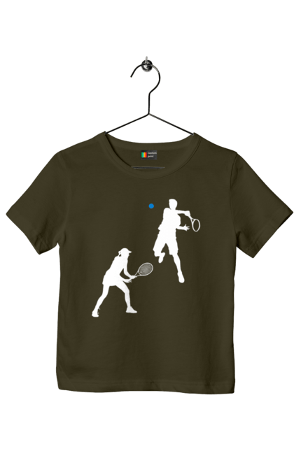 Футболка дитяча з принтом "Теніс". Великий теніс, гравці, грунт, м`яч, призовий фонд, ракетка, спонсор, турнір на ґрунті, турнірна сітка, хард. 2070702