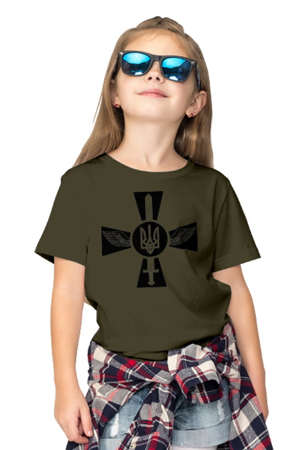 Футболка дитяча з принтом "Україна герб". Герб, крила, меч, україна. 2070702