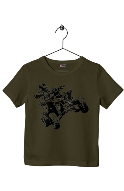 Children's t-shirt with prints Man On Atv Black. Atv, extreme, race. 2070702