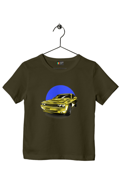 Футболка дитяча з принтом "Український спорткар". Авто, додж челенджер, маслкар, машина, потужне авто, спорткар, український спорткар, швидкість. 2070702