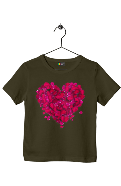Children's t-shirt with prints Heart From Rose Petals. Petals, rose flower. 2070702
