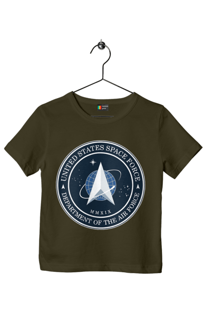 Children's t-shirt with prints United States Space Force. Emblem, political, politics, space, space force, space travel, united states, ussf. 2070702