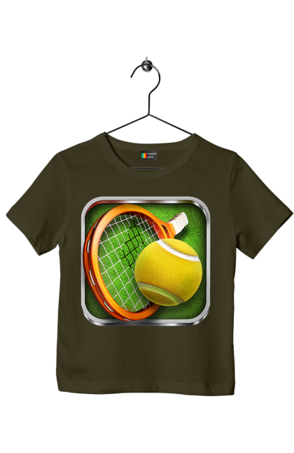 Футболка дитяча з принтом "Теніс". Великий теніс, гравці, лондон, м`яч, призовий фонд, ракетка, спонсор, турнір на ґрунті, турнір на траві, турнірна сітка. 2070702