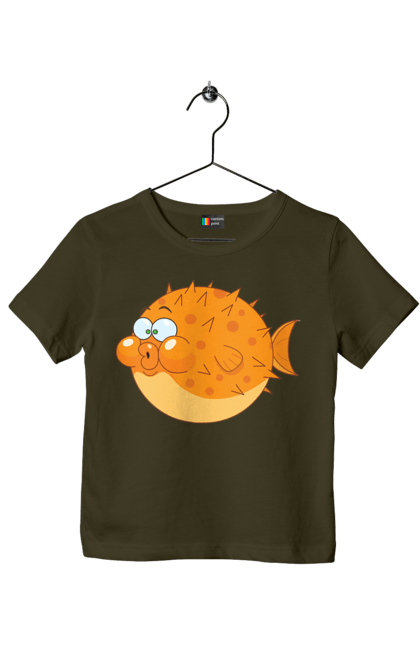 Children's t-shirt with prints Orange Fish Fugu. Fugu. 2070702