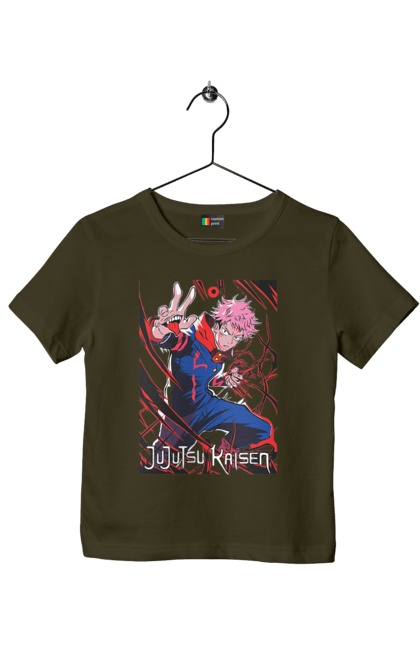 Children's t-shirt with prints Jujutsu Kaisen. Anime, dark fantasy, itadori, jujutsu kaisen, magic battle, manga, mystic, sukuna. 2070702