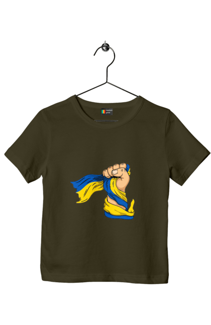 Футболка дитяча з принтом "Сильна Україна". Воля, кулак, прапор україни, україна, українська символіка. 2070702