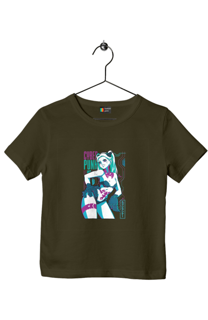 Children's t-shirt with prints Cyberpunk: Edgerunners Rebecca. Anime, cd project, cyberpunk, edgerunners, game, netflix, rebecca, video game. 2070702